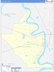 W. Baton RougeParish (County), LA Wall Map Zip Code Basic Style 2023